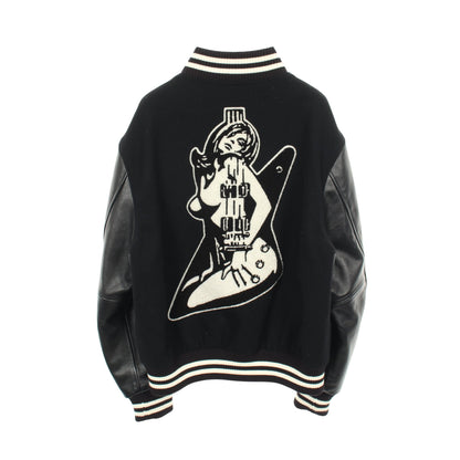 TURN THE MUSIC UP 切替 スタジャン ウール レザー ブラック アイボリー ヒステリックグラマー アウター HYSTERIC GLAMOUR