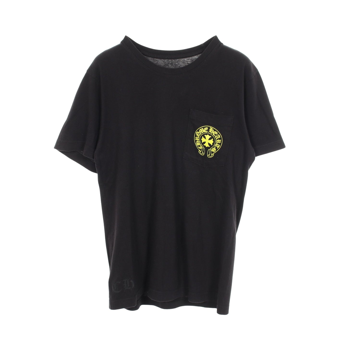 バックロゴ ポケット付き 半袖Tシャツ コットン ブラック イエロー クロムハーツ