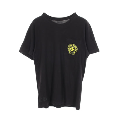 バックロゴ ポケット付き 半袖Tシャツ コットン ブラック イエロー クロムハーツ