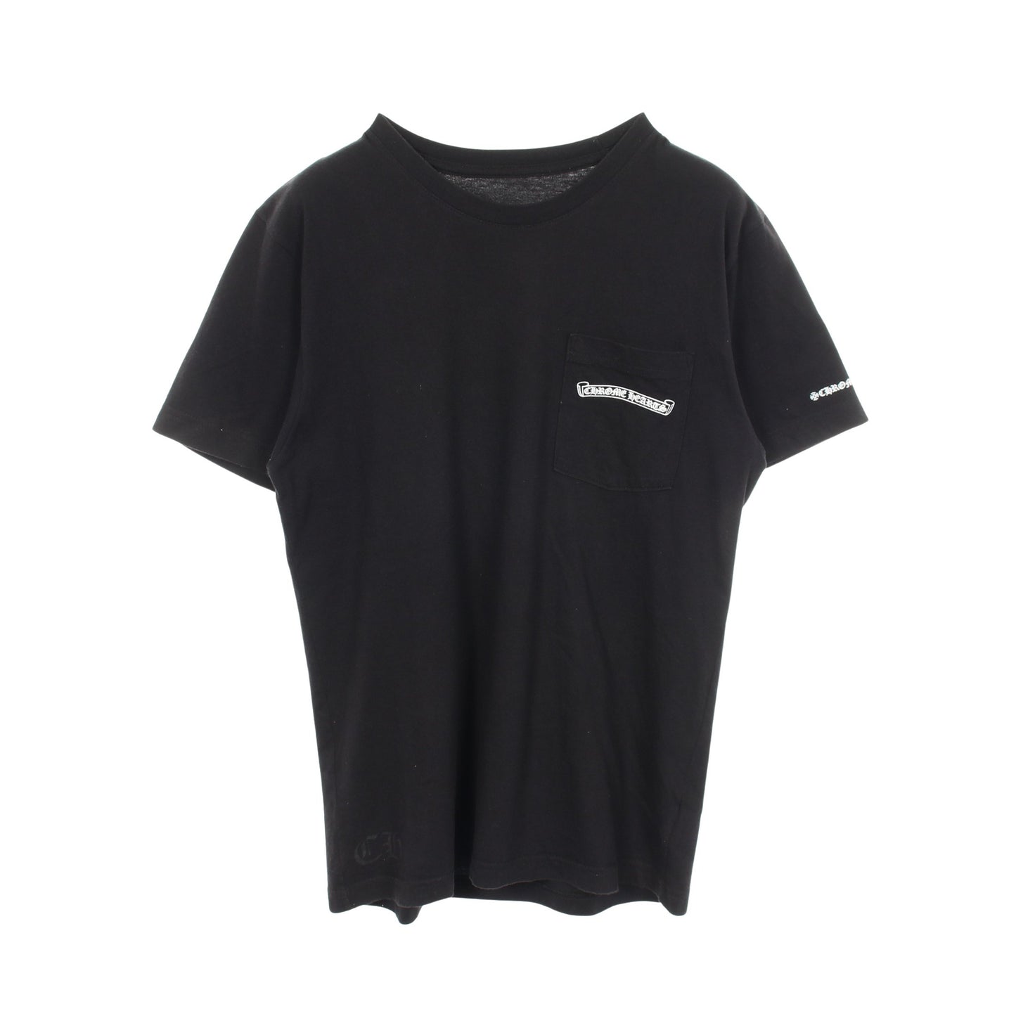 スクロールラベル バックプリント ポケット付き 半袖Tシャツ コットン ブラック クロムハーツ