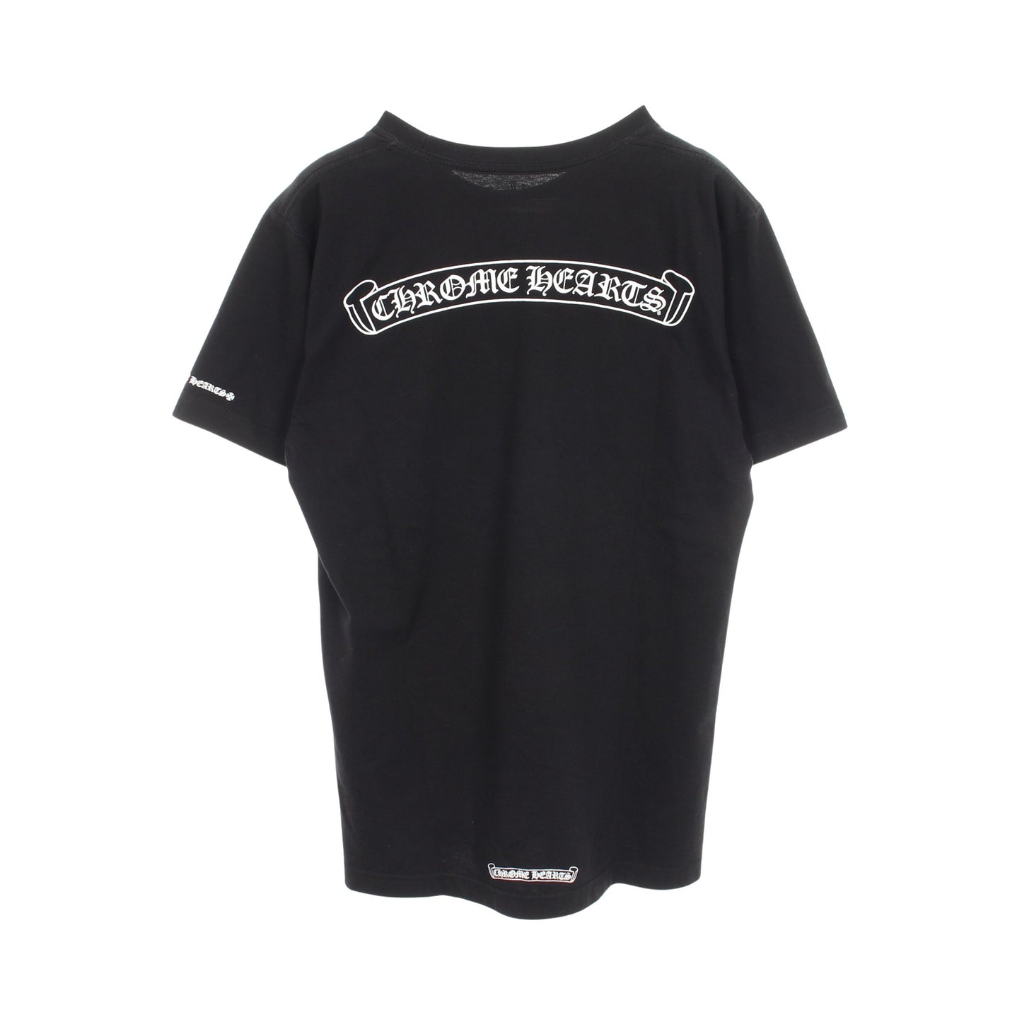 スクロールラベル バックプリント ポケット付き 半袖Tシャツ コットン ブラック クロムハーツ