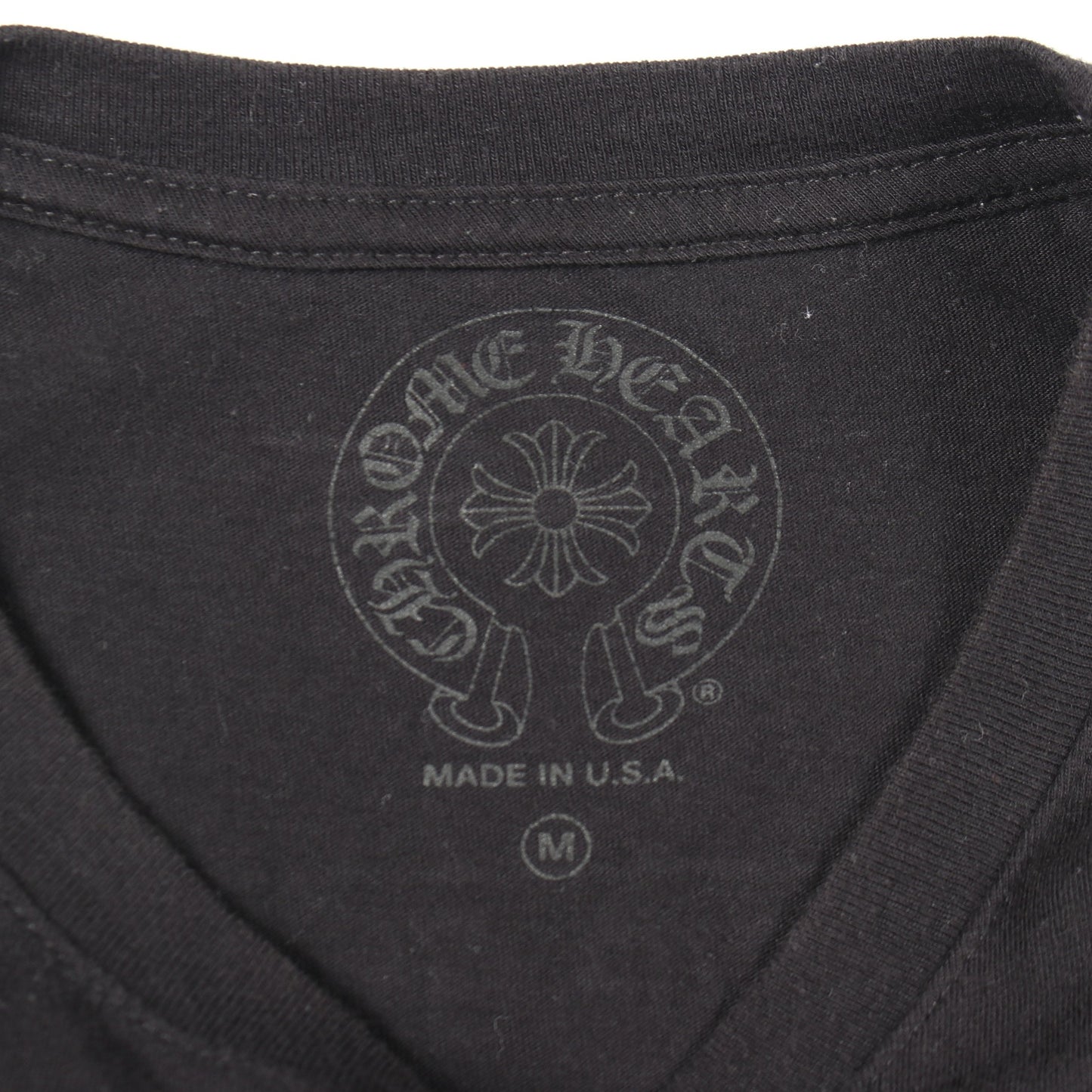 スクロールラベル バックプリント ポケット付き 半袖Tシャツ コットン ブラック クロムハーツ