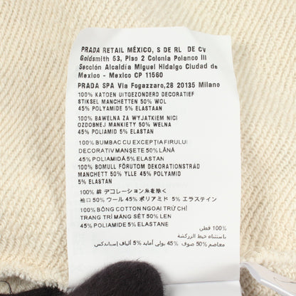 ロゴ刺繍 プルオーバーパーカー コットン アイボリー ネイビー プラダ
