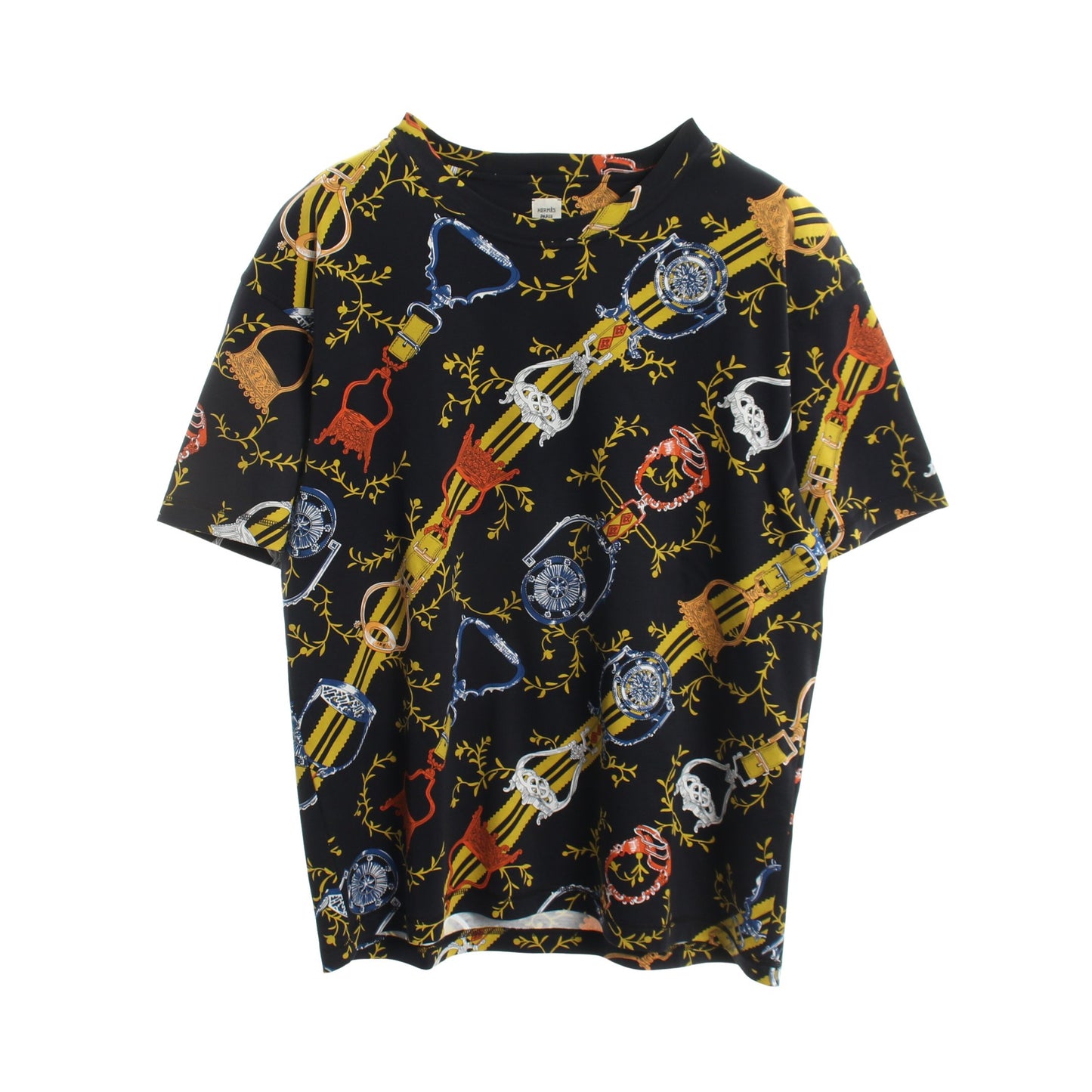 インターロックマキシ 半袖Tシャツ コットン ブラック イエロー マルチカラー エルメス