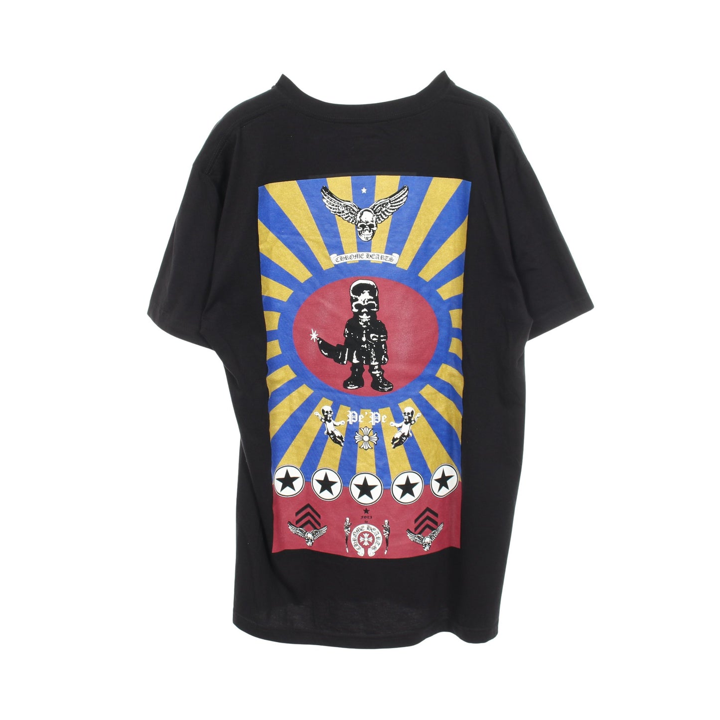 FOTI PEPE バックプリント 半袖Tシャツ コットン ブラック マルチカラー クロムハーツ