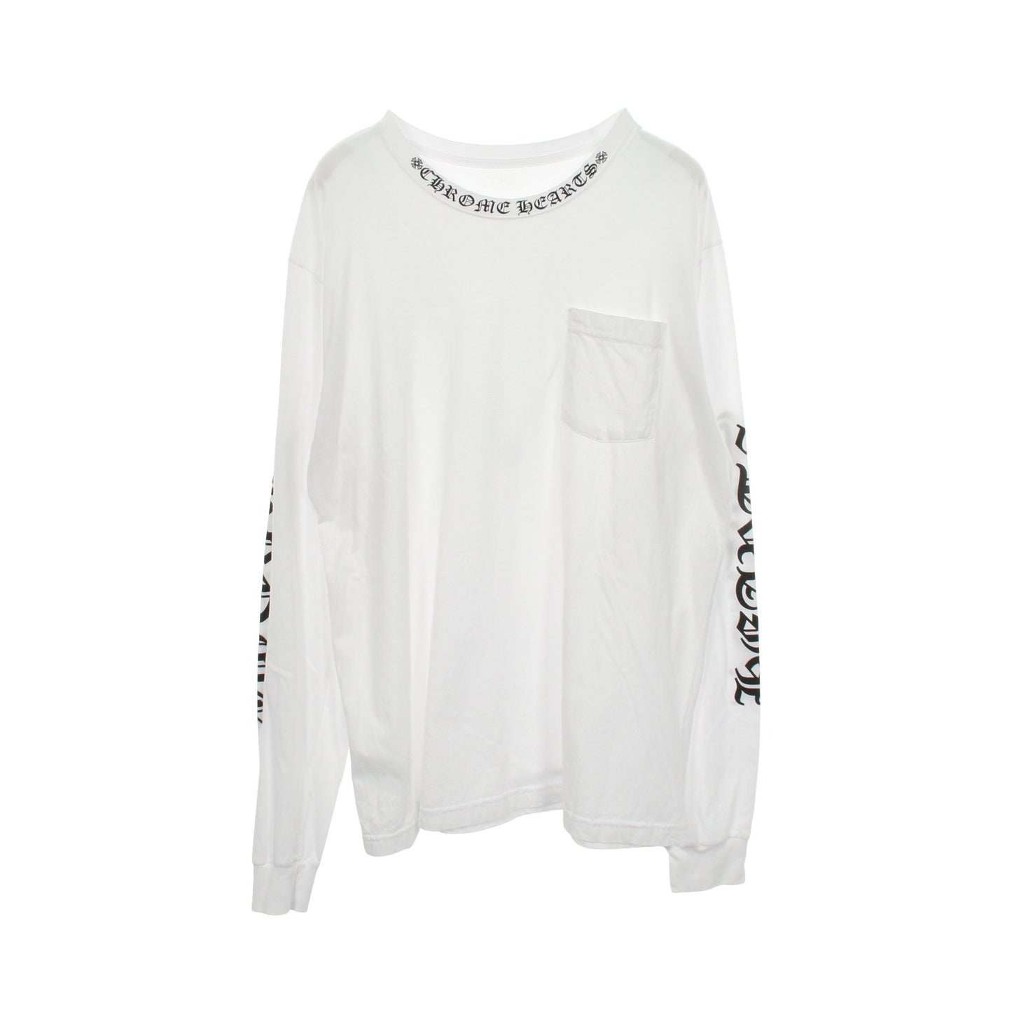 ネックロゴ ポケット付き 長袖Tシャツ コットン ホワイト クロムハーツ