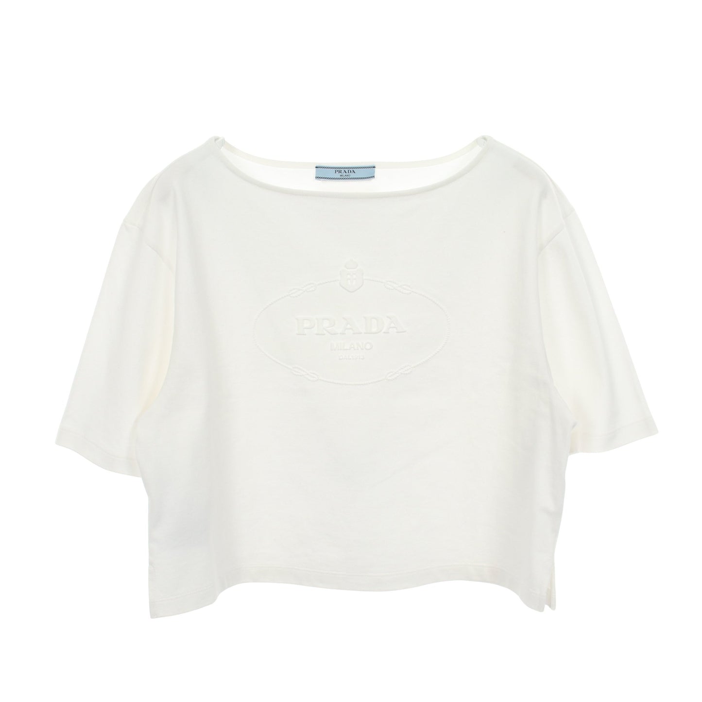 エンボスロゴ 半袖Tシャツ コットン ホワイト プラダ