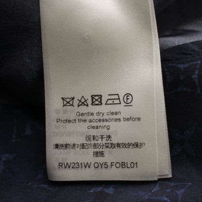 モノグラム 総柄 長袖 シャツ シルク ネイビー ルイヴィトン