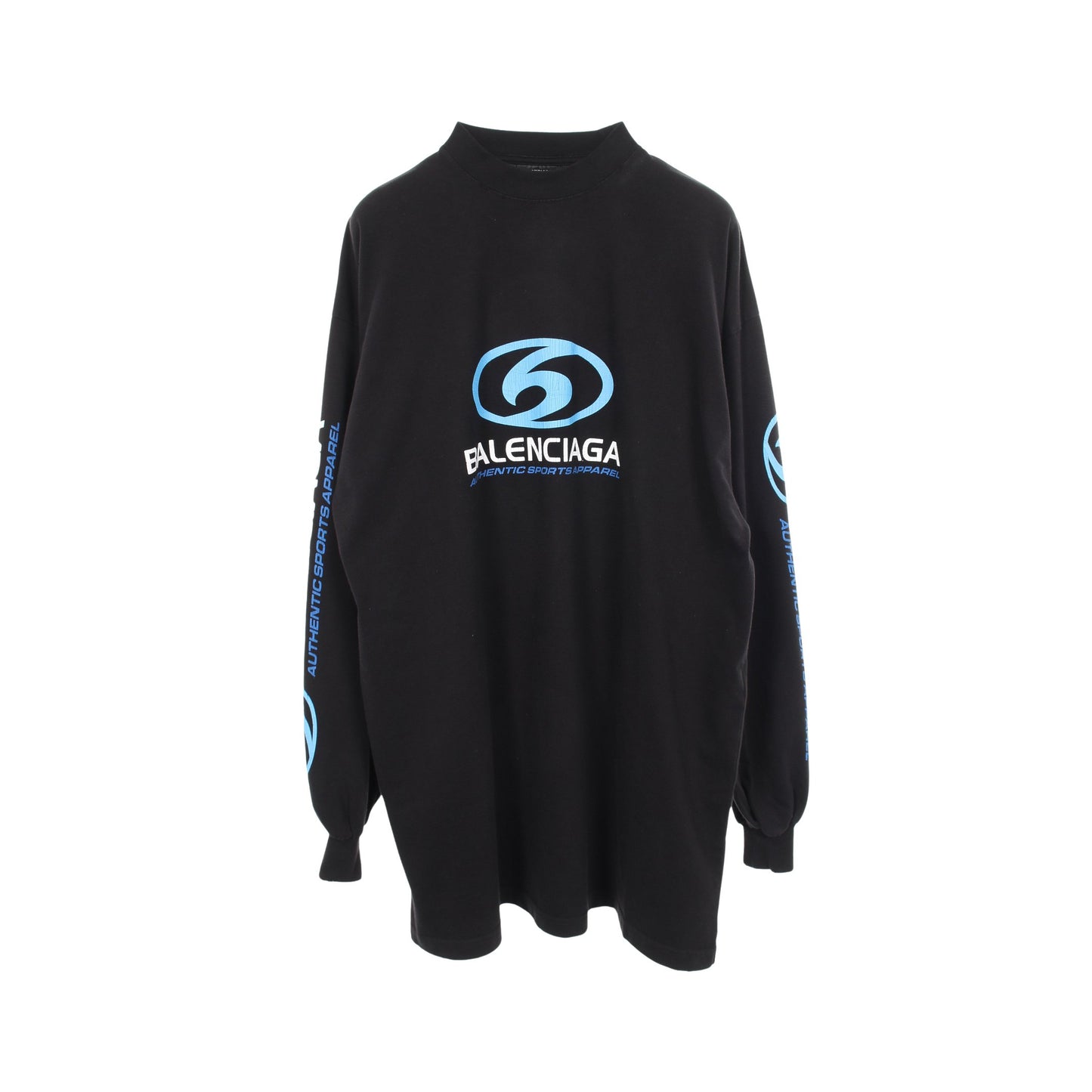 ロゴプリント ダメージ加工 長袖Tシャツ コットン ブラック バレンシアガ