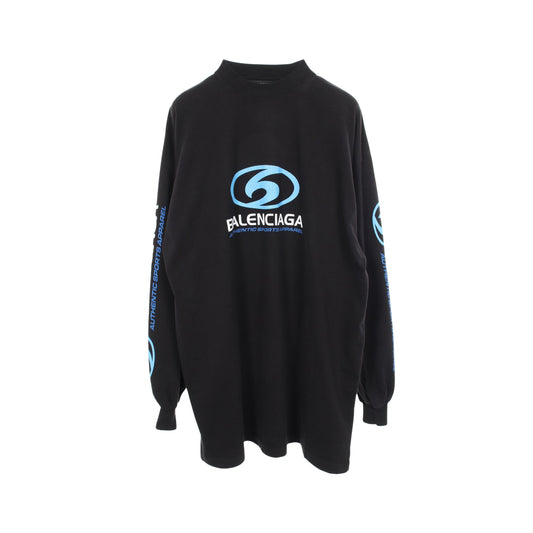 ロゴプリント ダメージ加工 長袖Tシャツ コットン ブラック バレンシアガ