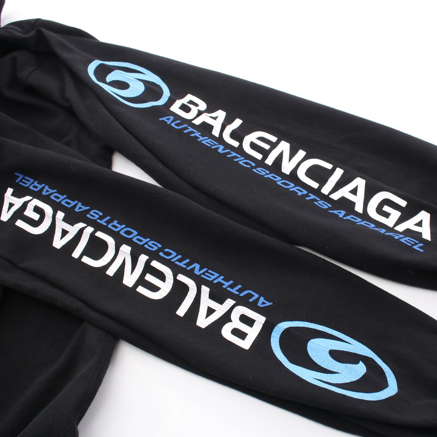 ロゴプリント ダメージ加工 長袖Tシャツ コットン ブラック バレンシアガ