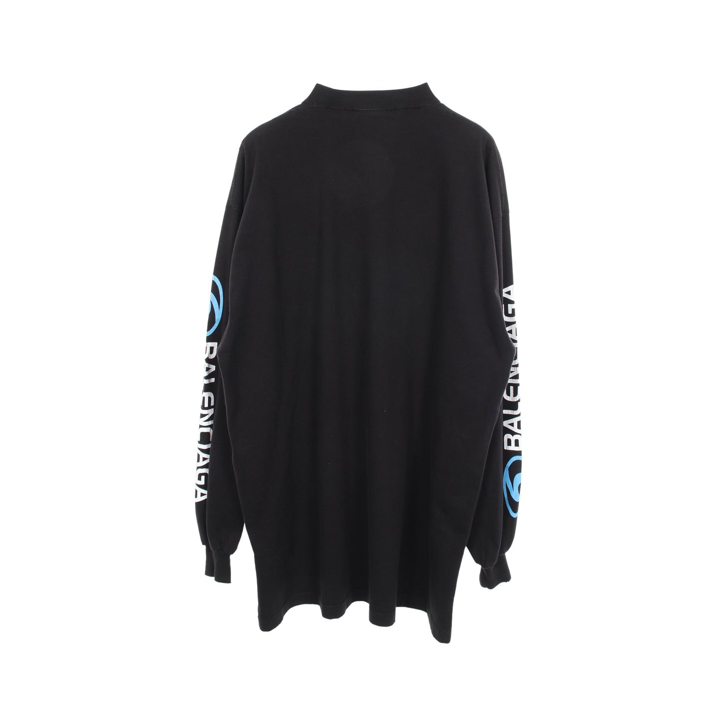 ロゴプリント ダメージ加工 長袖Tシャツ コットン ブラック バレンシアガ