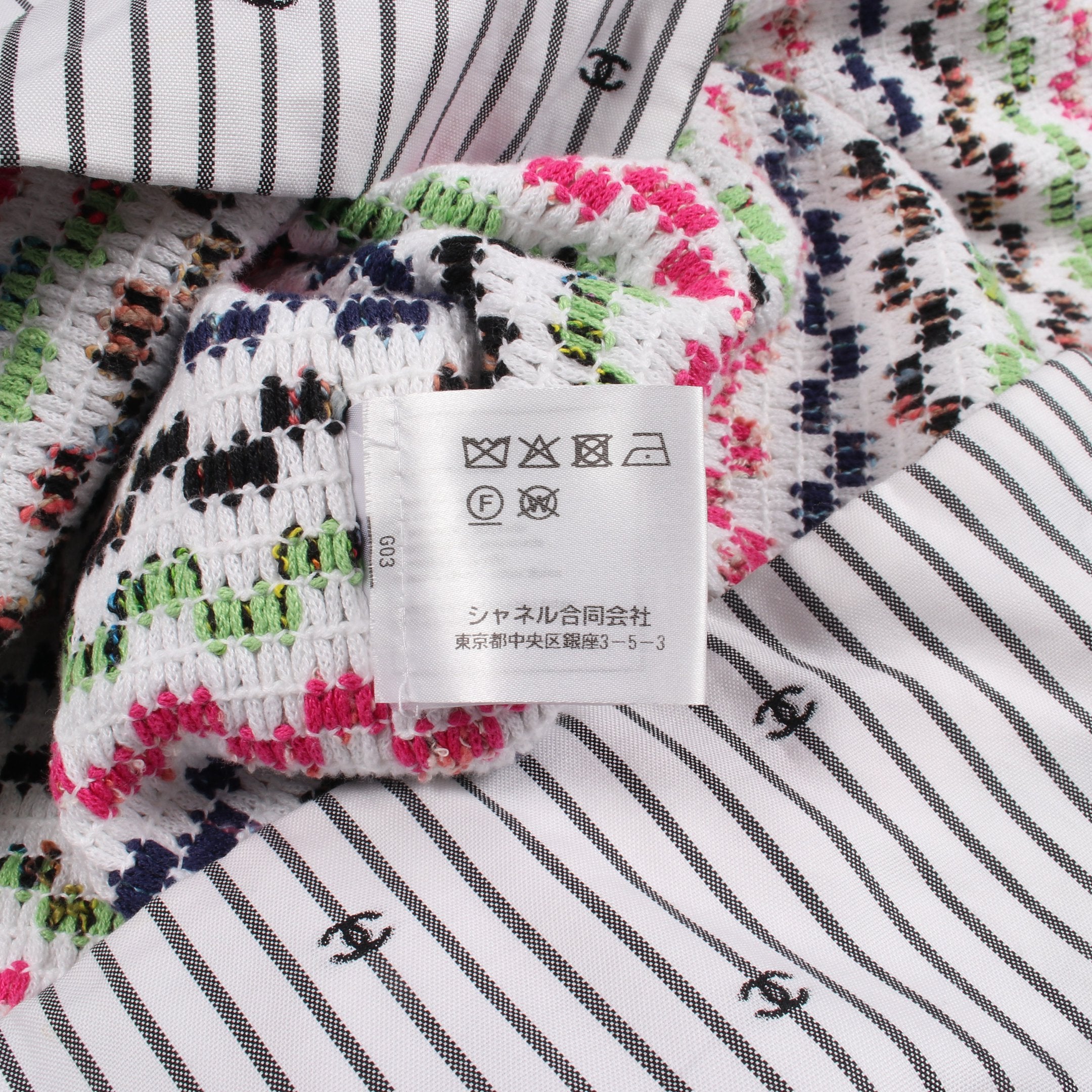 a*a様 CHANEL ストライプ 半袖シャツ ココマーク ストライプ 半袖 ジャケット コットン ホワイト ブラック