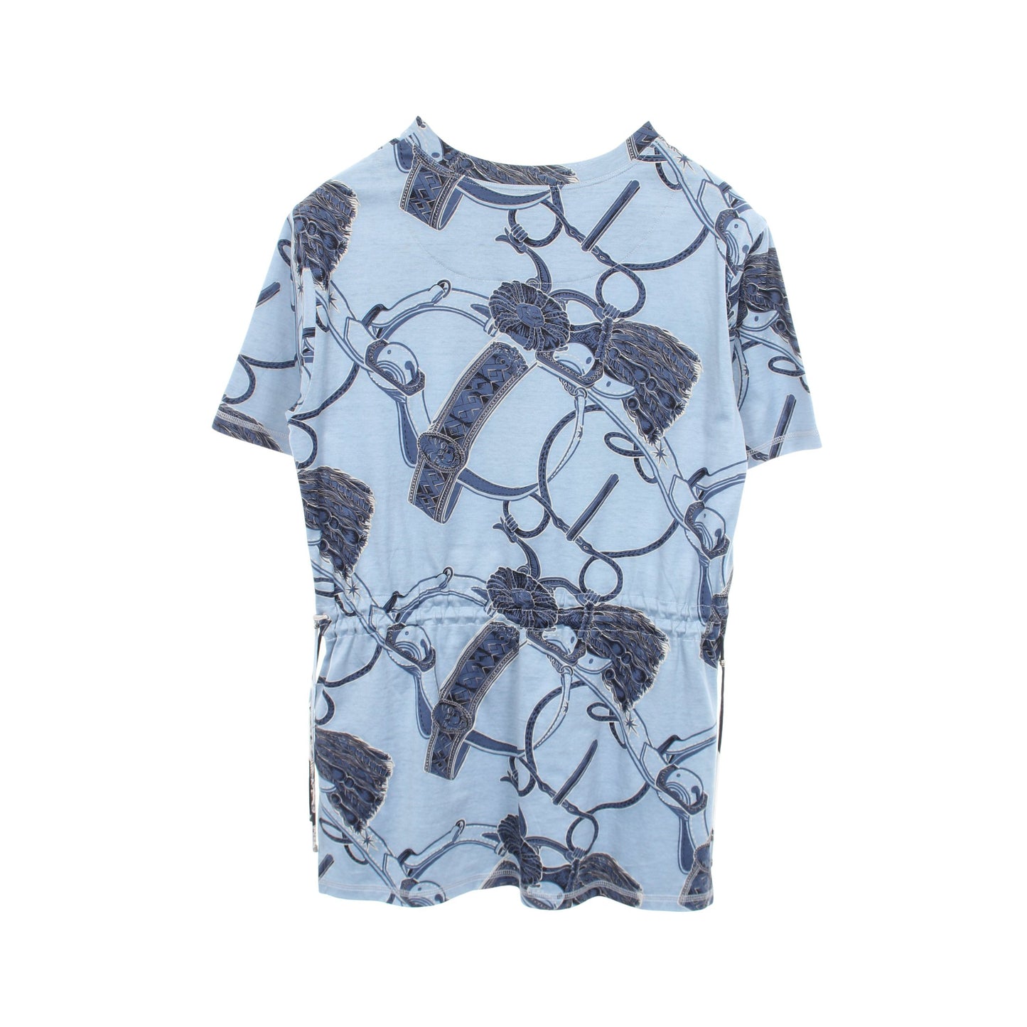 総柄 チュニック 半袖Tシャツ コットン ライトブルー ブルー エルメス