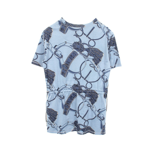 総柄 チュニック 半袖Tシャツ コットン ライトブルー ブルー エルメス