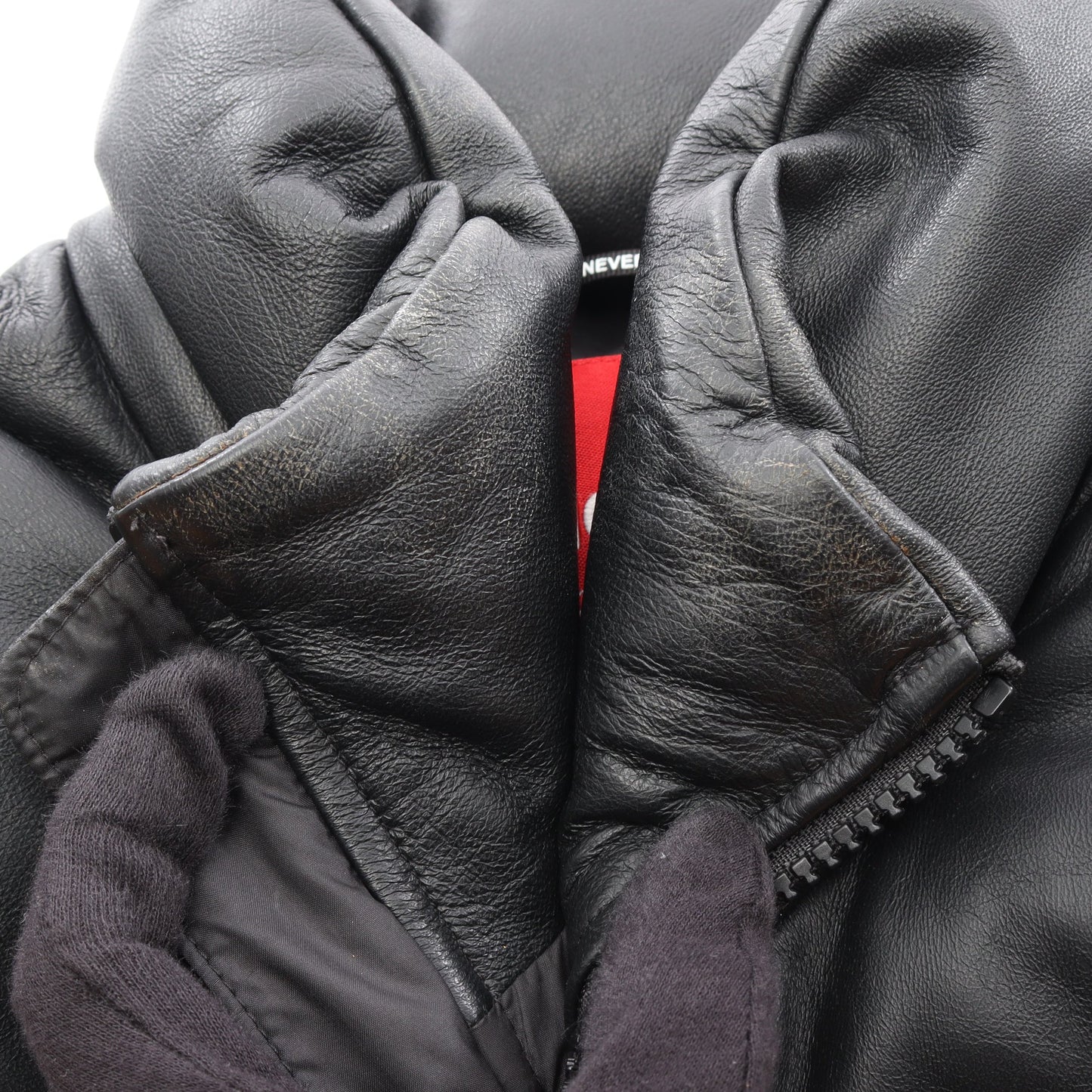 THE NORTH FACE × Supreme Leather Nuptse Jacket ダウンジャケット レザー イエロー ブラック ザノースフェイス