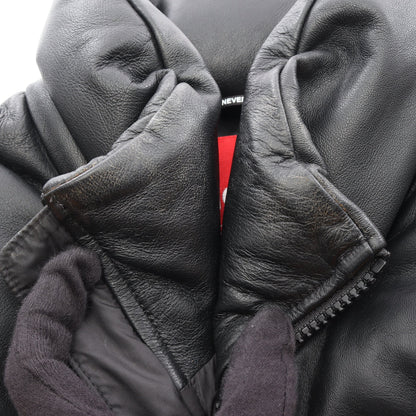 THE NORTH FACE × Supreme Leather Nuptse Jacket ダウンジャケット レザー イエロー ブラック ザノースフェイス