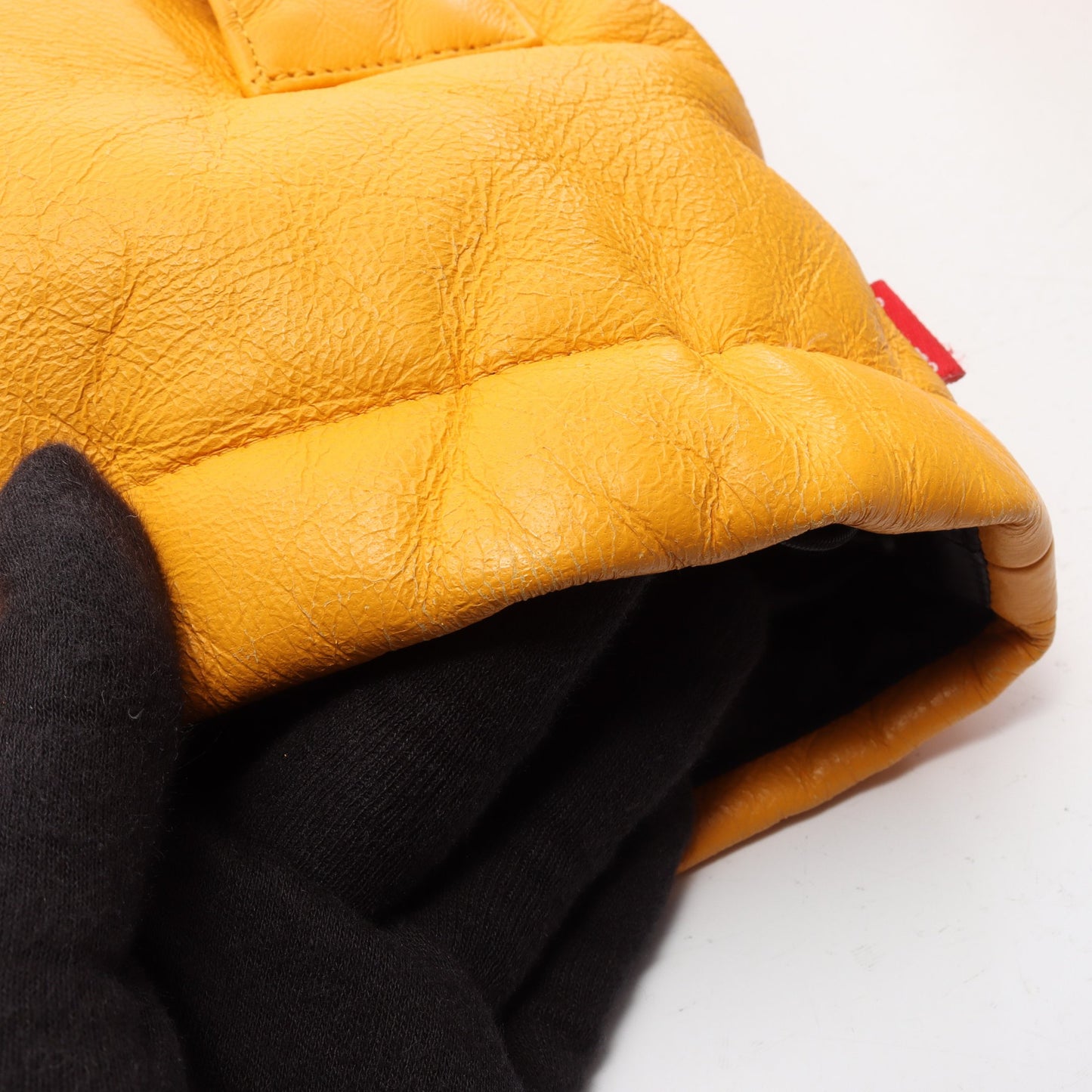 THE NORTH FACE × Supreme Leather Nuptse Jacket ダウンジャケット レザー イエロー ブラック ザノースフェイス