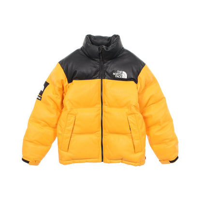 THE NORTH FACE × Supreme Leather Nuptse Jacket ダウンジャケット レザー イエロー ブラック ザノースフェイス
