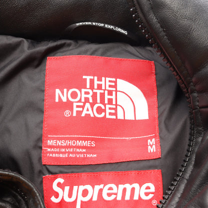 THE NORTH FACE × Supreme Leather Nuptse Jacket ダウンジャケット レザー イエロー ブラック ザノースフェイス