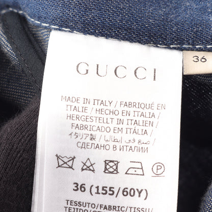 フレア デニムスカート コットン インディゴブルー グッチ ボトムス GUCCI