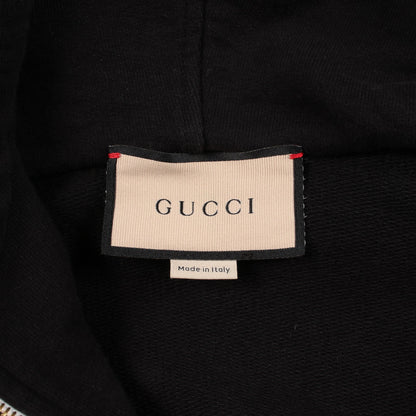 ウェブ シェリーライン GUCCIラベル付き ハーフジップ プルオーバーパーカー コットン ブラック レッド グリーン グッチ