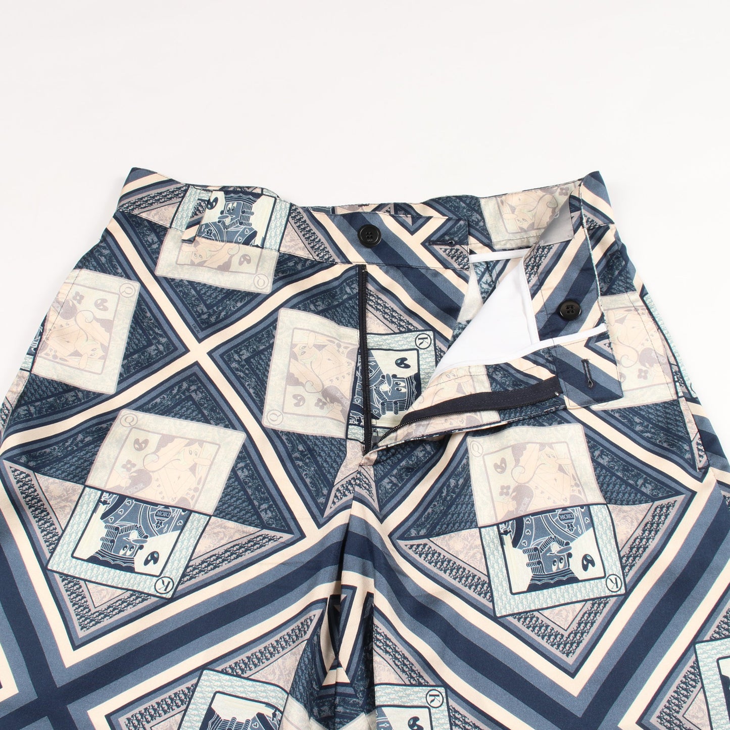 DIOR × KENNY SCHARF Bermuda Shorts パンツ シルク ネイビー オフホワイト ディオール