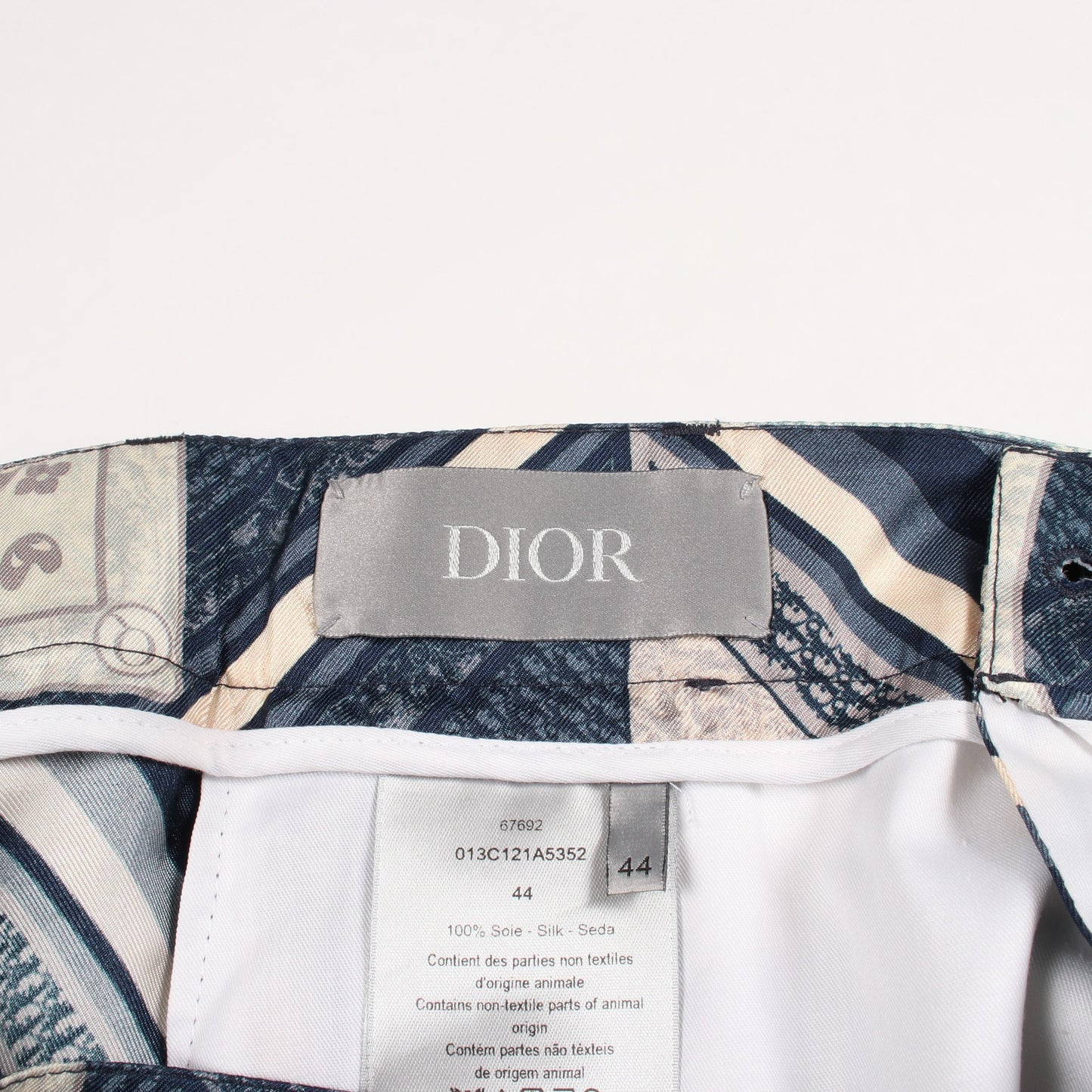 DIOR × KENNY SCHARF Bermuda Shorts パンツ シルク ネイビー オフホワイト ディオール