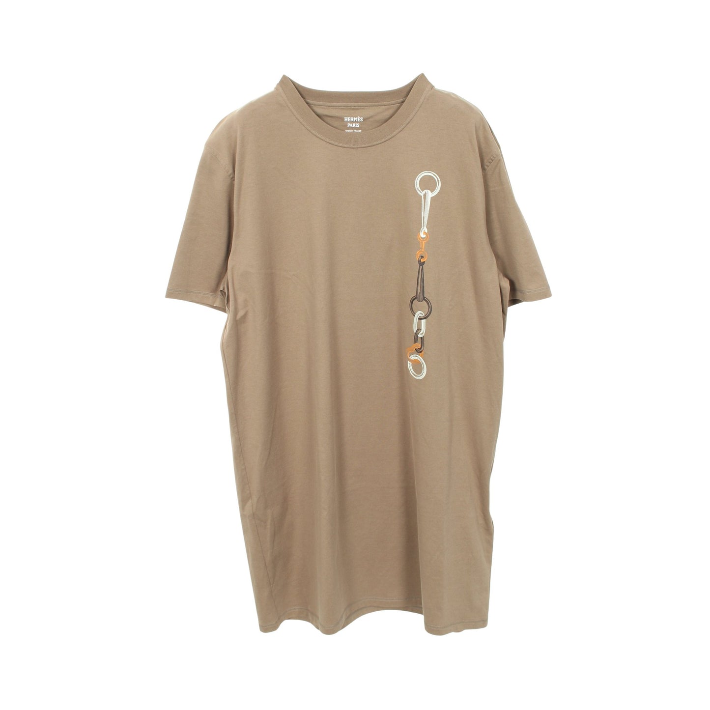プリント 半袖Tシャツ ワンピース コットン カーキグリーン エルメス