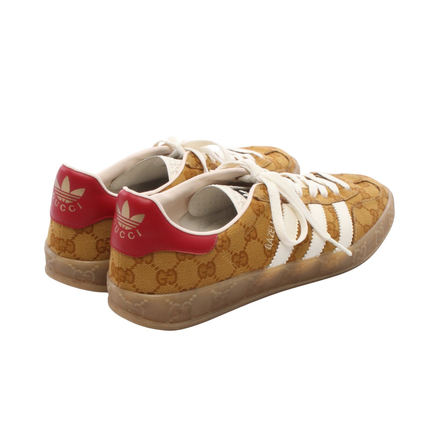 GUCCI × adidas ガゼル GGキャンバス スニーカー キャンバス レザー カーキブラウン レッド グッチ