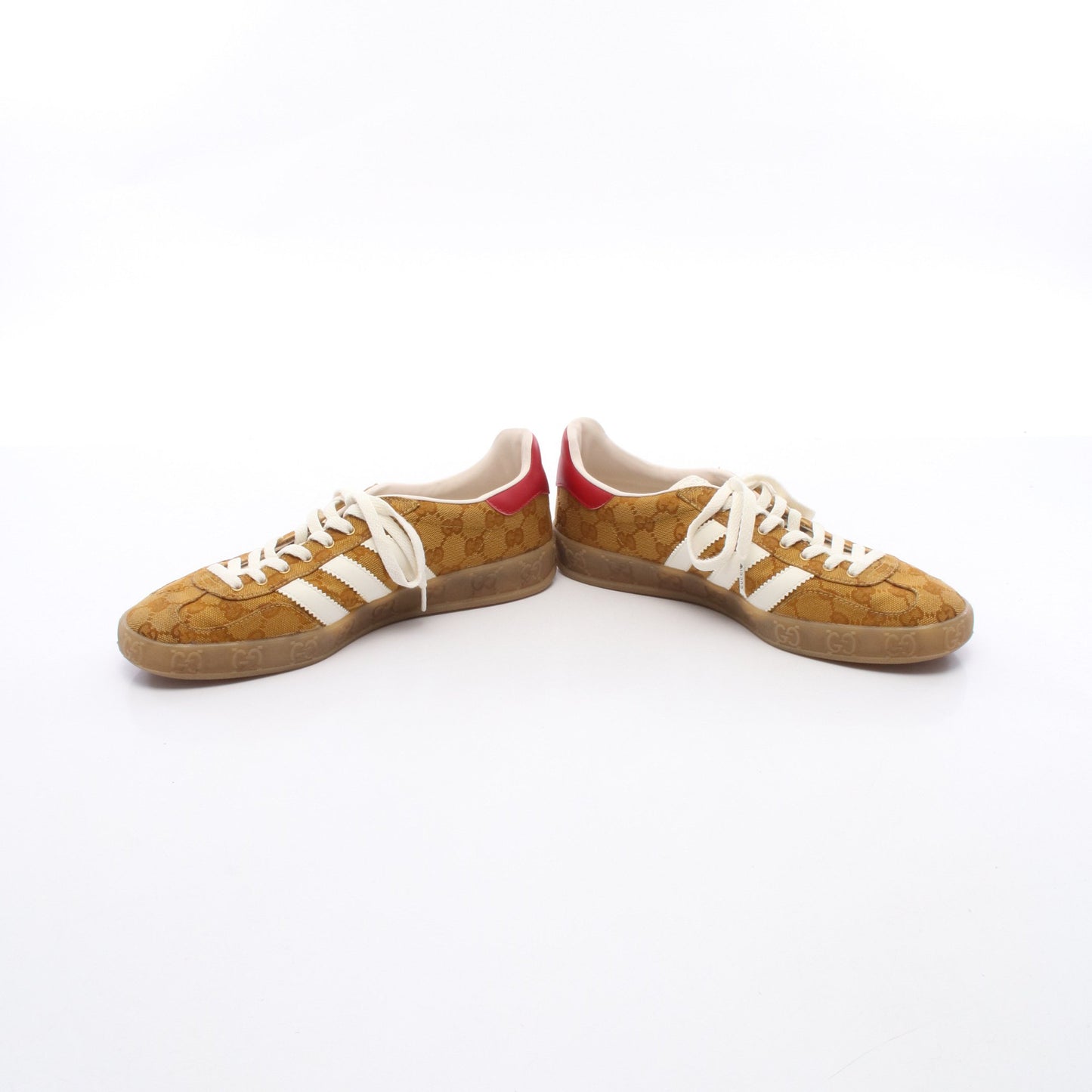 GUCCI × adidas ガゼル GGキャンバス スニーカー キャンバス レザー カーキブラウン レッド グッチ