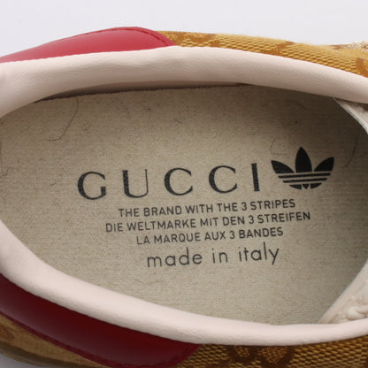 GUCCI × adidas ガゼル GGキャンバス スニーカー キャンバス レザー カーキブラウン レッド グッチ