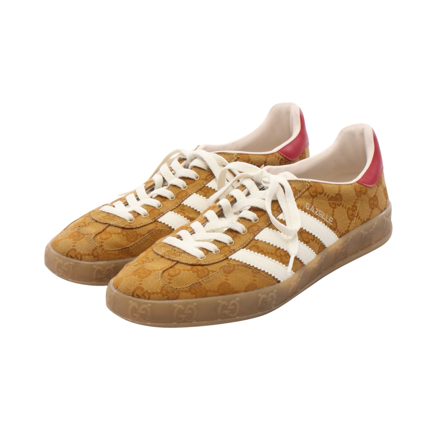 GUCCI × adidas ガゼル GGキャンバス スニーカー キャンバス レザー カーキブラウン レッド グッチ