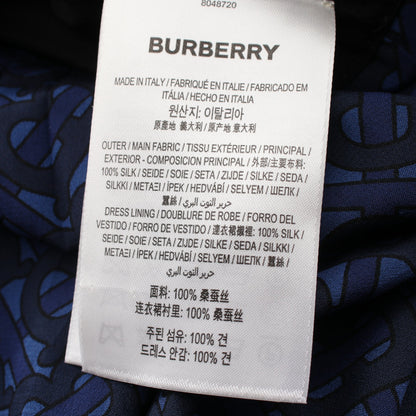 TBモノグラム プリーツ シャツワンピース シルク ブルー ネイビー バーバリー ワンピース BURBERRY
