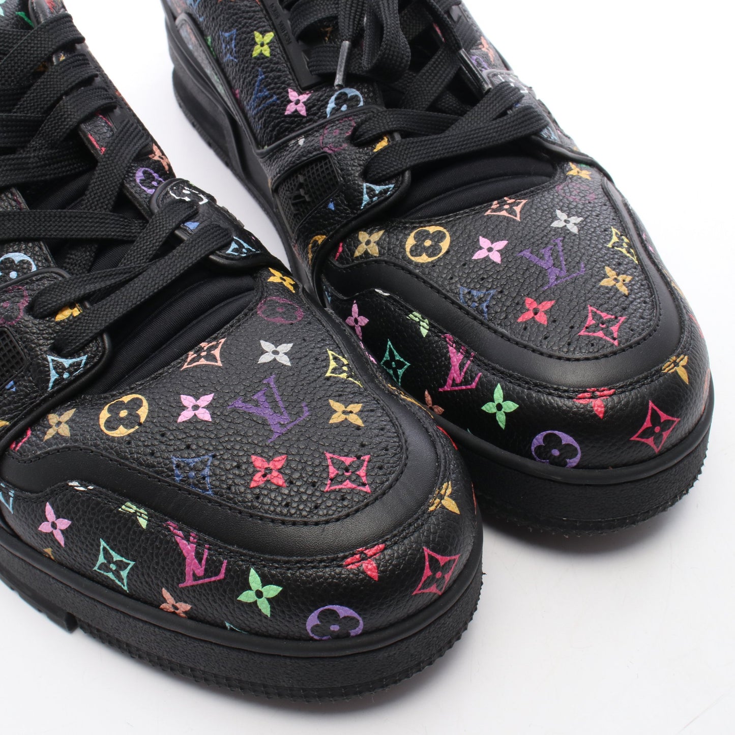 LV × TM LVトレイナーライン モノグラムマルチカラー 村上隆コラボ スニーカー レザー ブラック マルチカラー ルイヴィトン シューズ LOUIS VUITTON