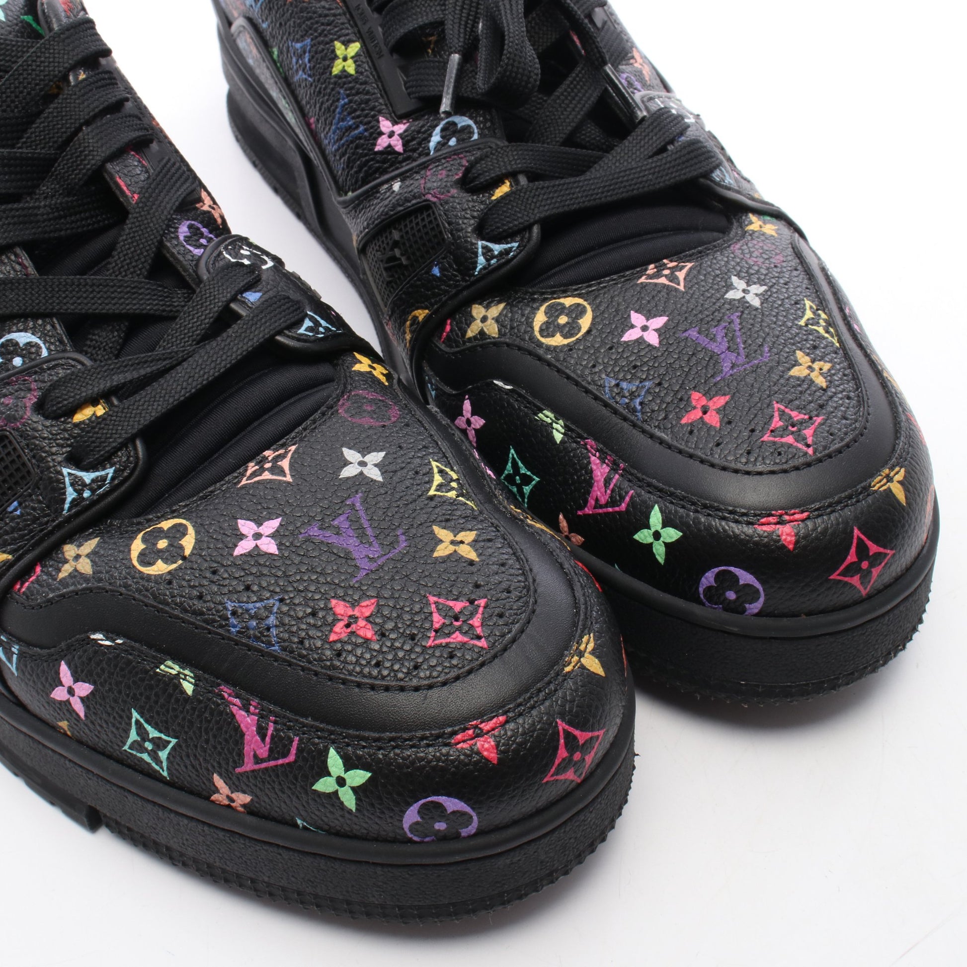 LV × TM LVトレイナーライン モノグラムマルチカラー 村上隆コラボ スニーカー レザー ブラック マルチカラー ルイヴィトン シューズ LOUIS VUITTON
