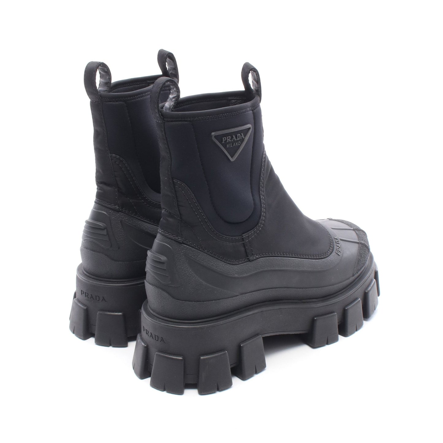 Re-Nylon モノリス ギャバジン ブーツ ナイロン ラバー ブラック プラダ