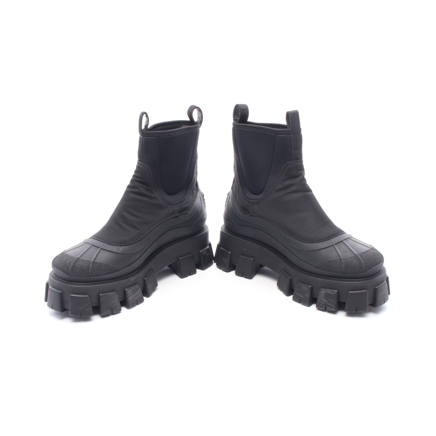 Re-Nylon モノリス ギャバジン ブーツ ナイロン ラバー ブラック プラダ