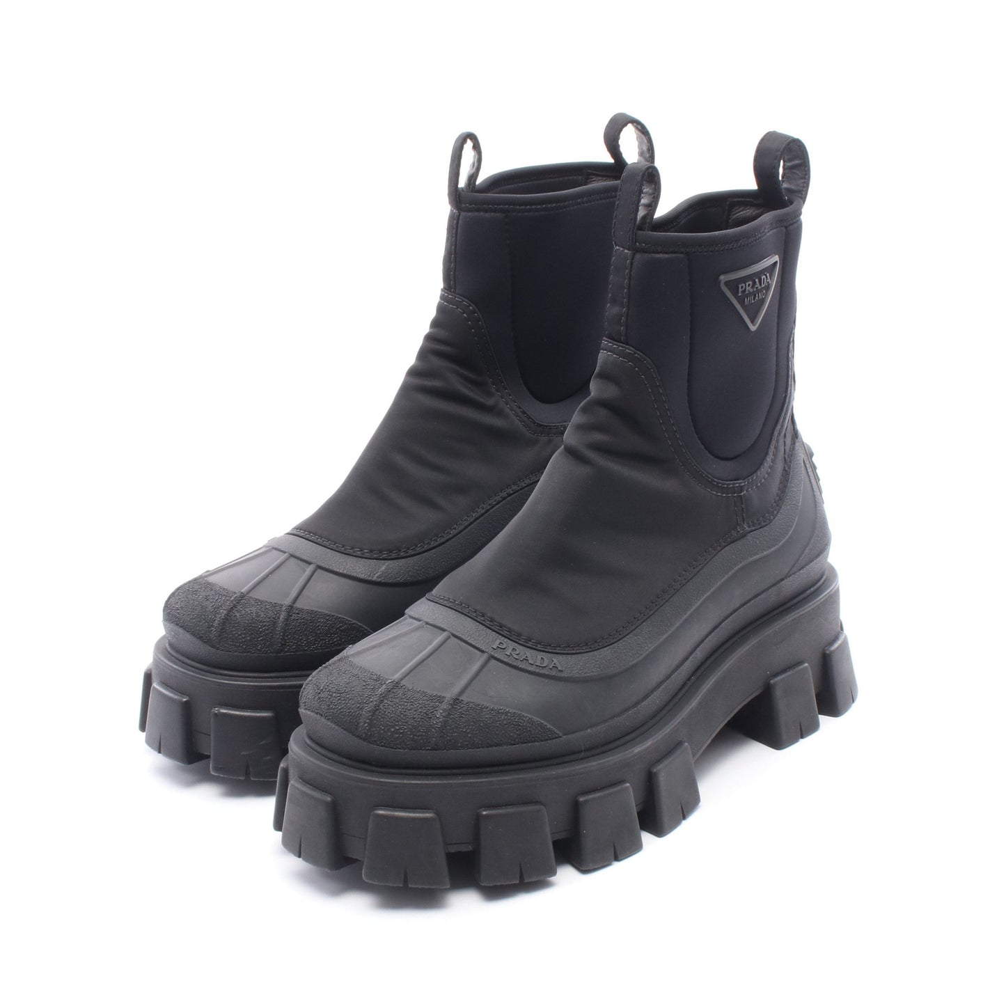Re-Nylon モノリス ギャバジン ブーツ ナイロン ラバー ブラック プラダ