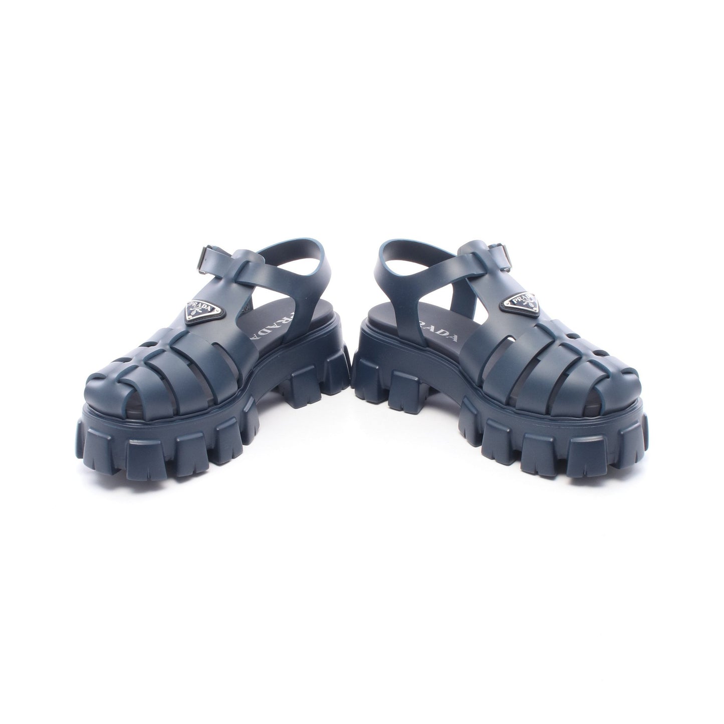 モノリス 三角プレート サンダル ラバー ネイビー プラダ シューズ PRADA