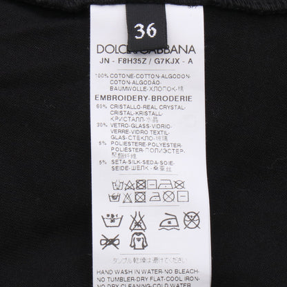 パイナップル ビーズ刺繍 タンクトップ コットン ブラック ドルチェアンドガッバーナ トップス DOLCE&GABBANA