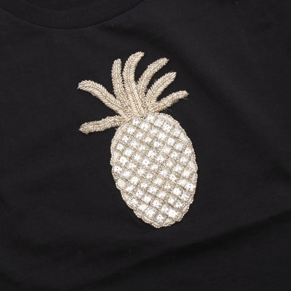パイナップル ビーズ刺繍 タンクトップ コットン ブラック ドルチェアンドガッバーナ トップス DOLCE&GABBANA