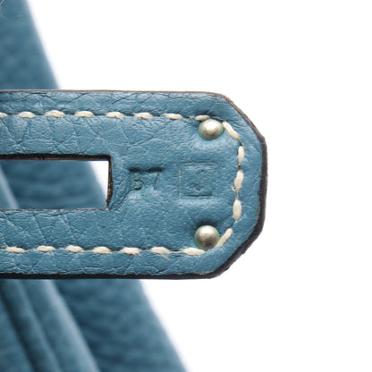 バーキン35 ブルージーン ハンドバッグ トゴ ブルー シルバー金具 □J刻印 エルメス バッグ HERMES
