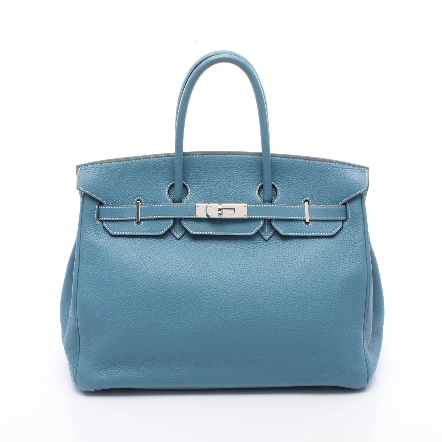 バーキン35 ブルージーン ハンドバッグ トゴ ブルー シルバー金具 □J刻印 エルメス バッグ HERMES