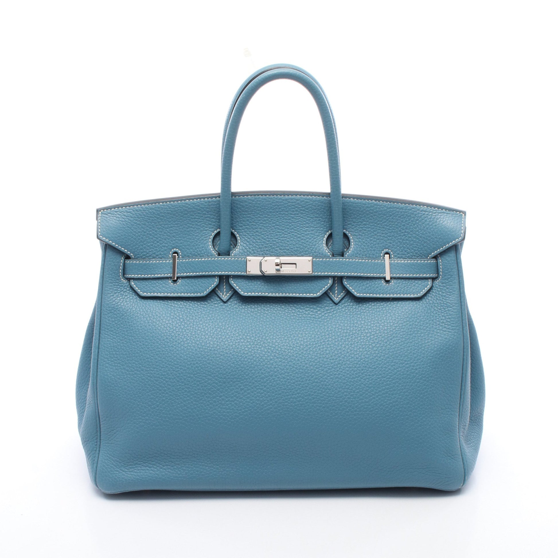 バーキン35 ブルージーン ハンドバッグ トゴ ブルー シルバー金具 □J刻印 エルメス バッグ HERMES