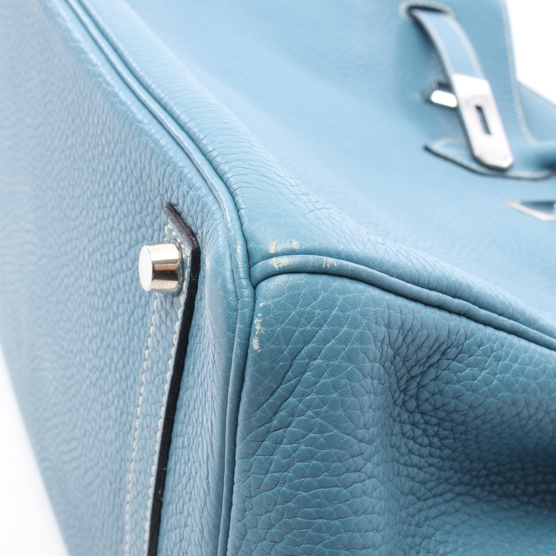 バーキン35 ブルージーン ハンドバッグ トゴ ブルー シルバー金具 □J刻印 エルメス バッグ HERMES