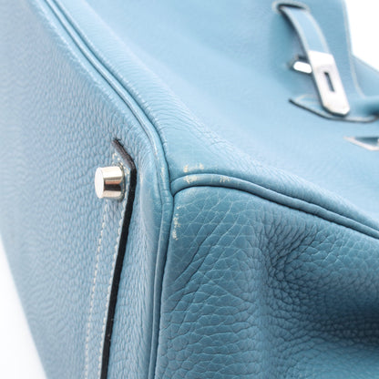 バーキン35 ブルージーン ハンドバッグ トゴ ブルー シルバー金具 □J刻印 エルメス バッグ HERMES