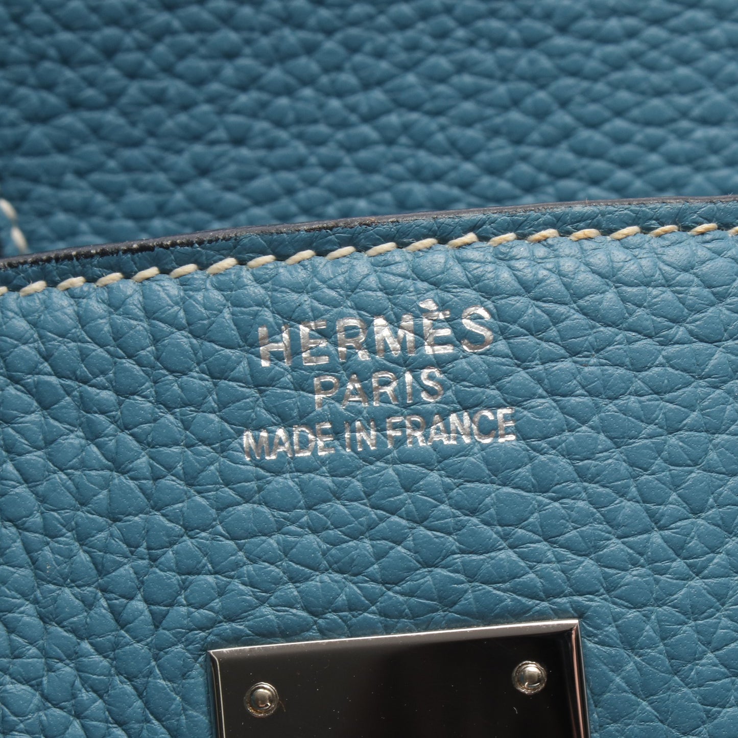 バーキン35 ブルージーン ハンドバッグ トゴ ブルー シルバー金具 □J刻印 エルメス バッグ HERMES