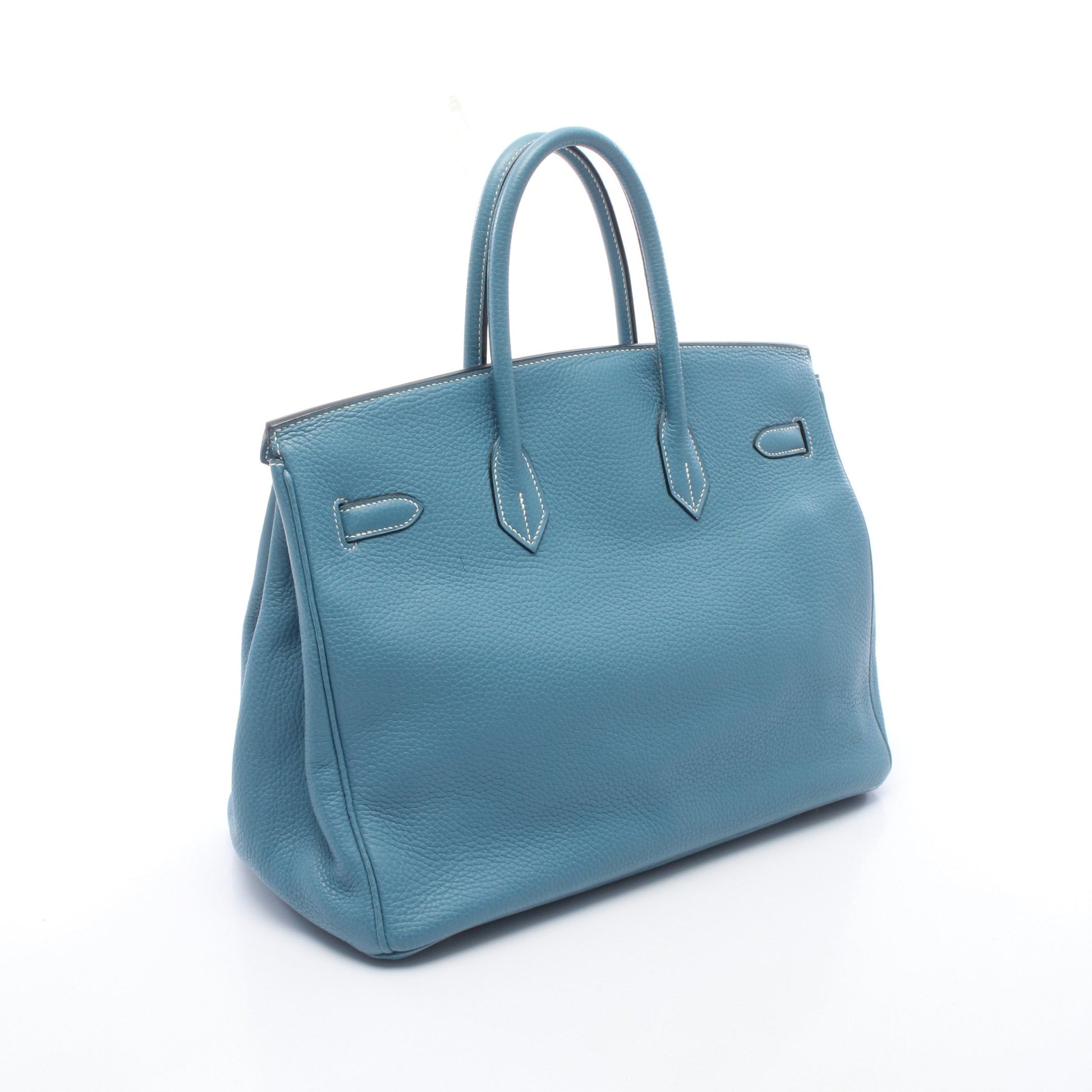 バーキン35 ブルージーン ハンドバッグ トゴ ブルー シルバー金具 □J刻印 エルメス バッグ HERMES