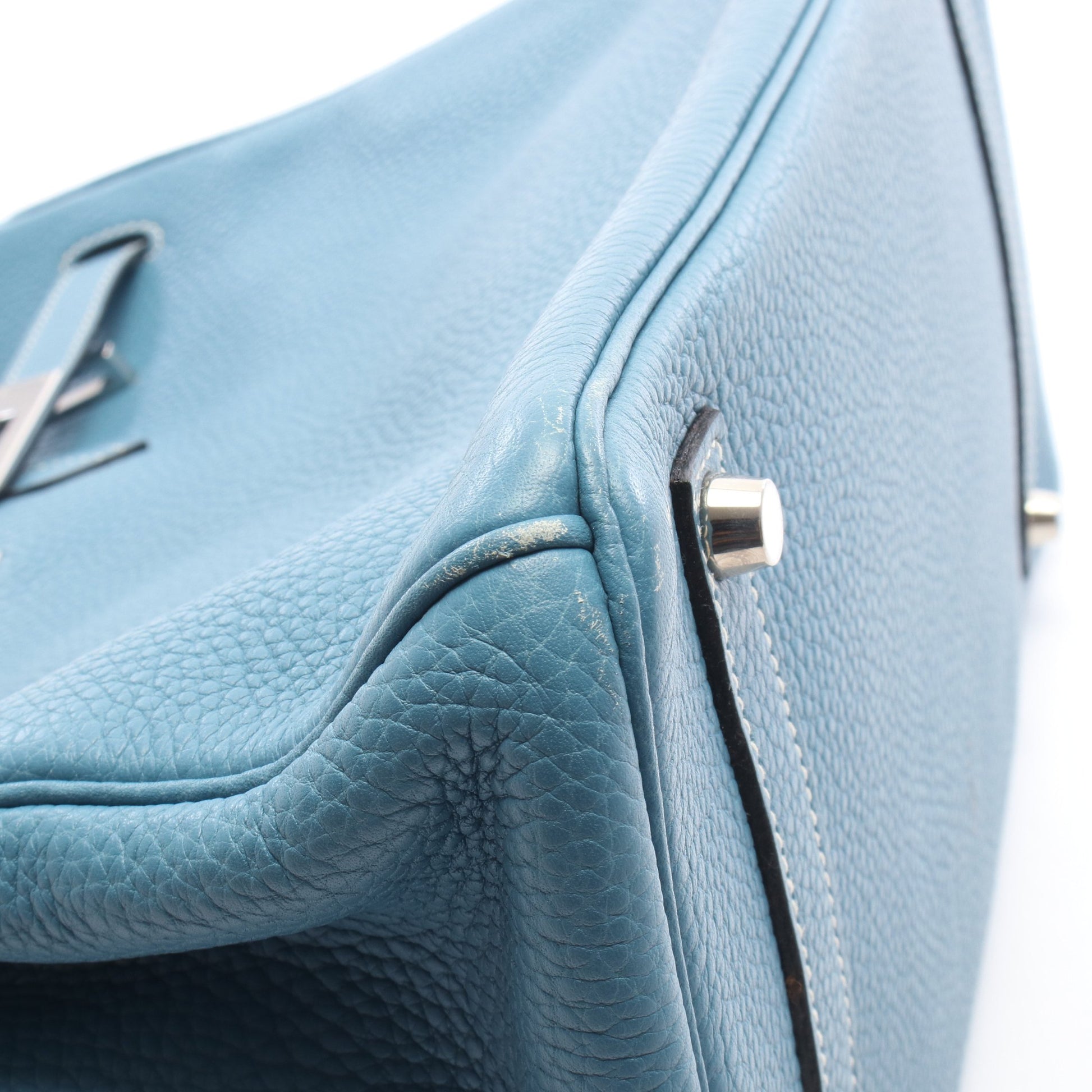 バーキン35 ブルージーン ハンドバッグ トゴ ブルー シルバー金具 □J刻印 エルメス バッグ HERMES